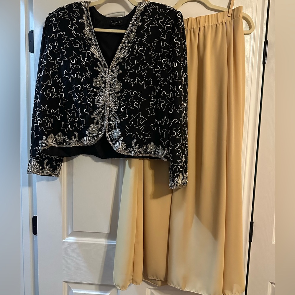 2 Piece Black and Gold Formal Dress